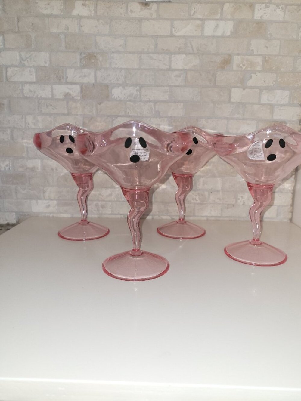 Goblin & Ghoul Ghost Halloween Pink Margarita Glass Set of 4 Stemmed Cocktail